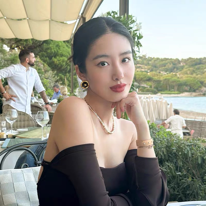 Celine Triomphe Pearl Earrings - 18K Yellow Gold