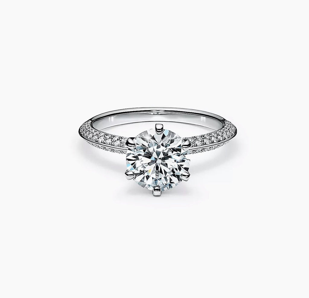 Tiffany Pave Tiffany Setting Engagement Ring - 18K White Gold