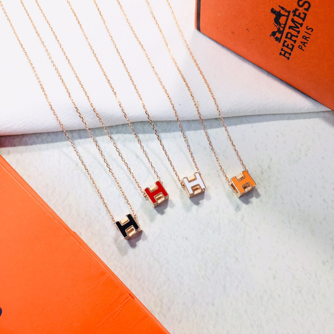 Hermes Cage D'H White Necklace