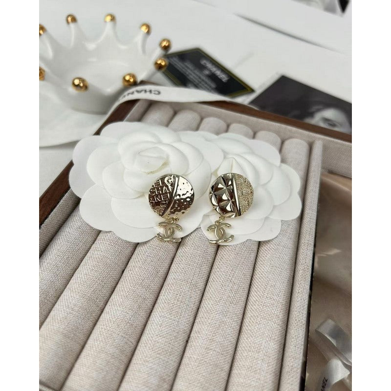Chanel Gold Round Pendant Earrings - 18K Yellow Gold