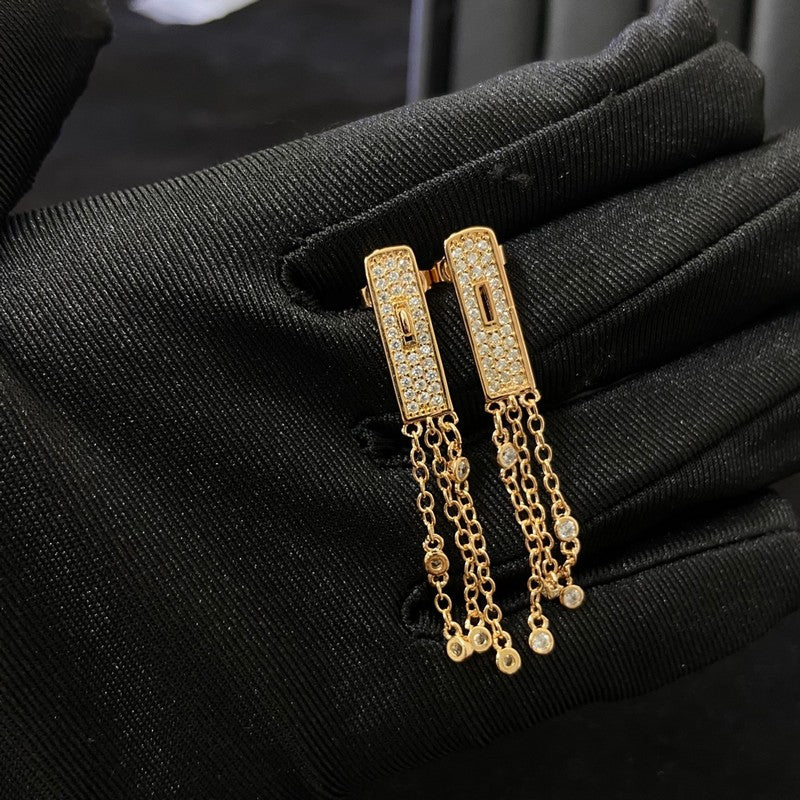 Hermes Kelly Gavroche Full Diamond Earrings