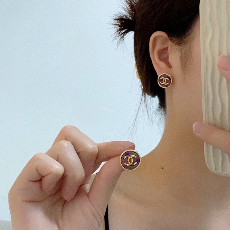 Chanel Colorful Round Earrings - 18K Yellow Gold
