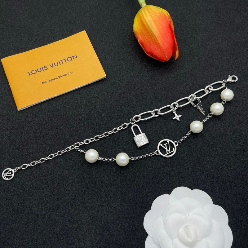 Louis Vuitton Pearl Lock Gold Bracelet