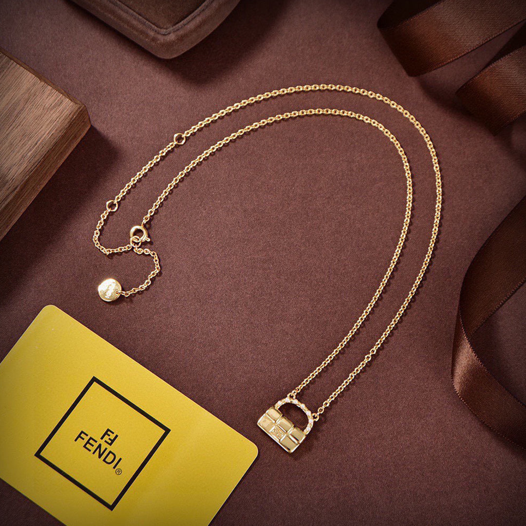 Fendi Bag Pendant Pearl Necklace