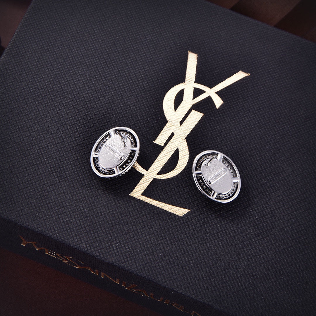 YSL Black Crystal Earrings