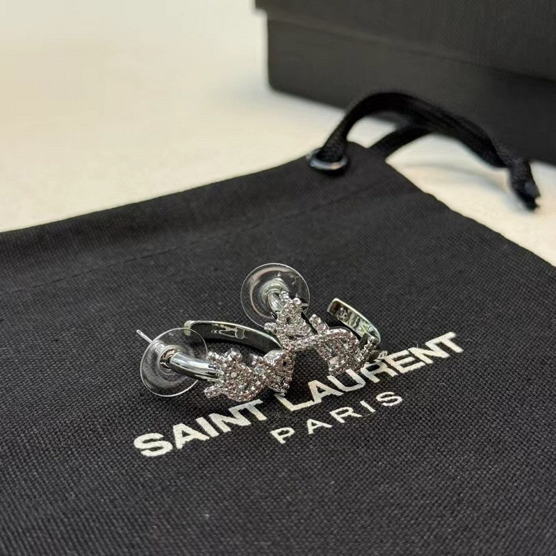 YSL Gold Diamond Circle Earrings - 18K Gold