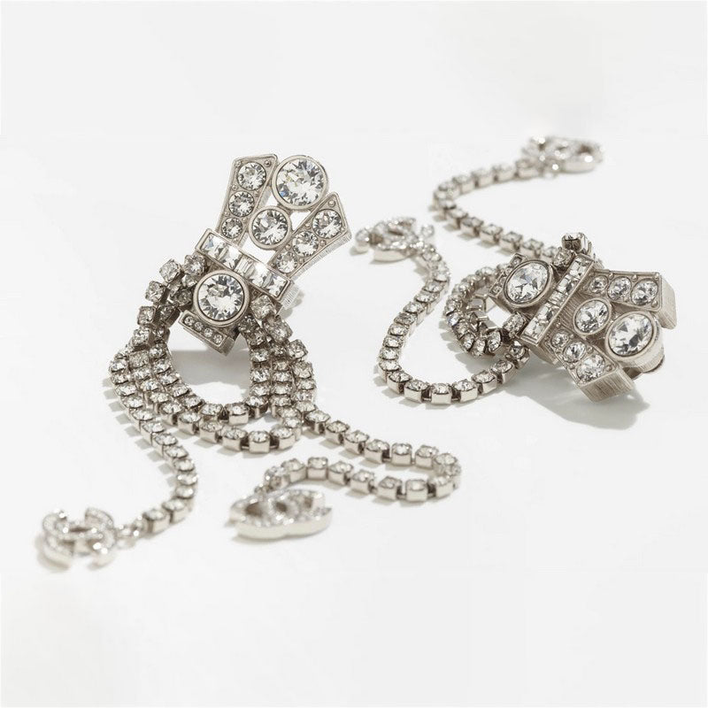 Chanel Tassel Crystal Earrings - 18K White Gold