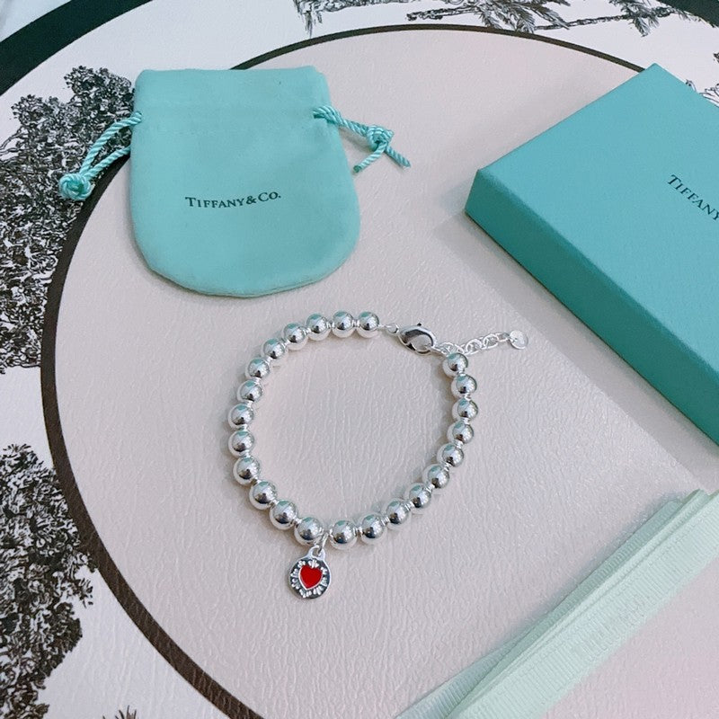 Return to Tiffany Red Heart Bead Bracelet - 18K White Gold