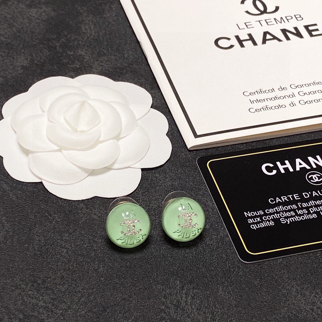 Chanel Green Earrings - 18K Yellow Gold