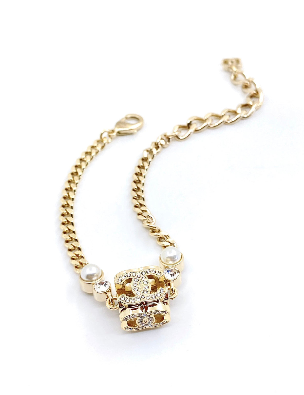 Chanel Square Pearl Chain Necklace