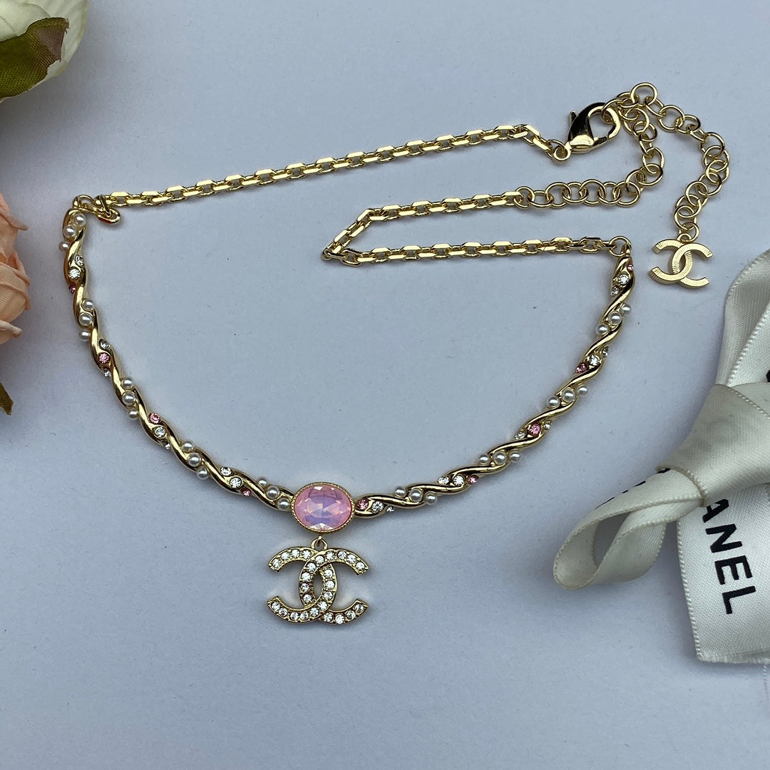 Chanel Pink Crystal Necklace