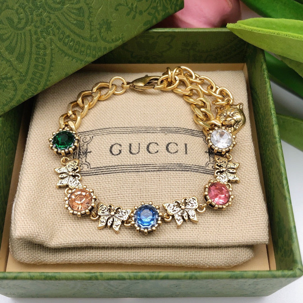Gucci Double G Interlocking G Crystal Bracelet