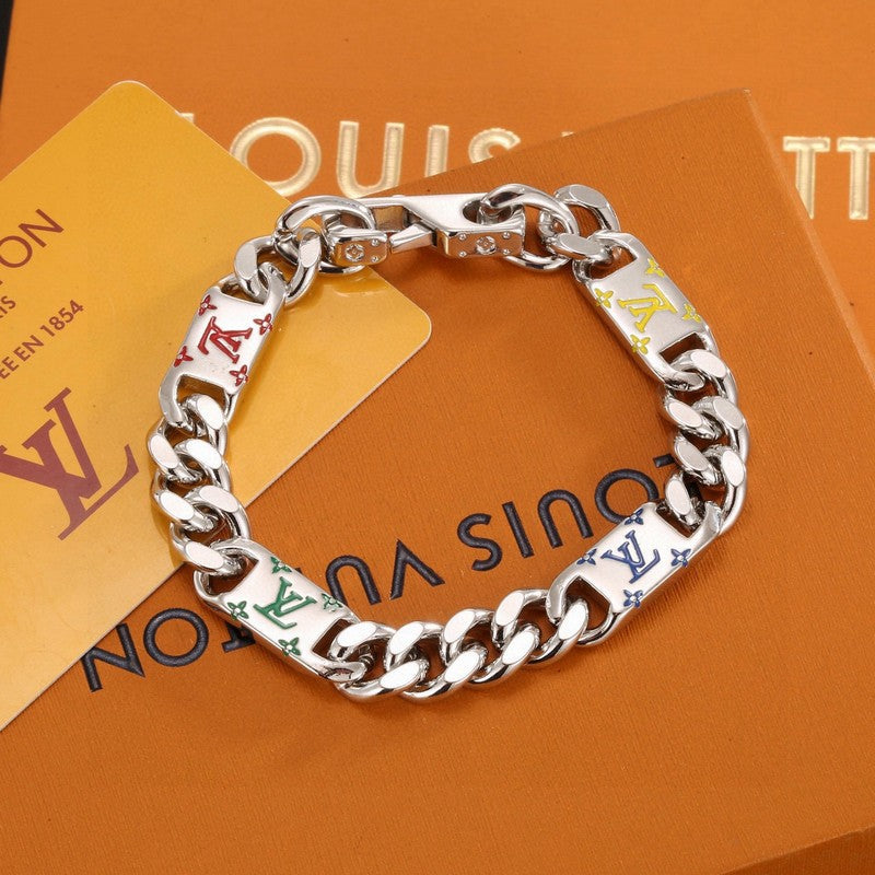 Louis Vuitton Monogram Color Logo Chain Bracelet