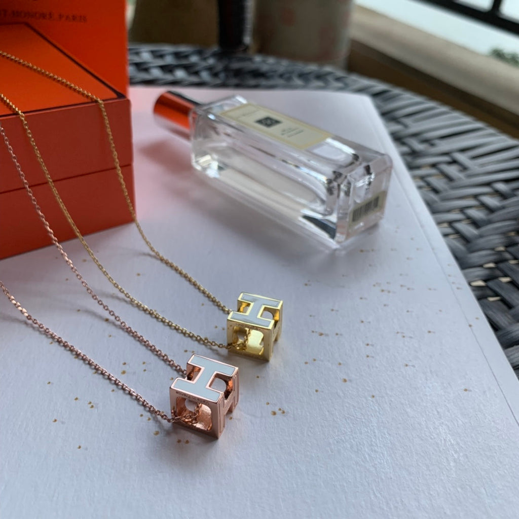 Hermes Cage D'H White Necklace