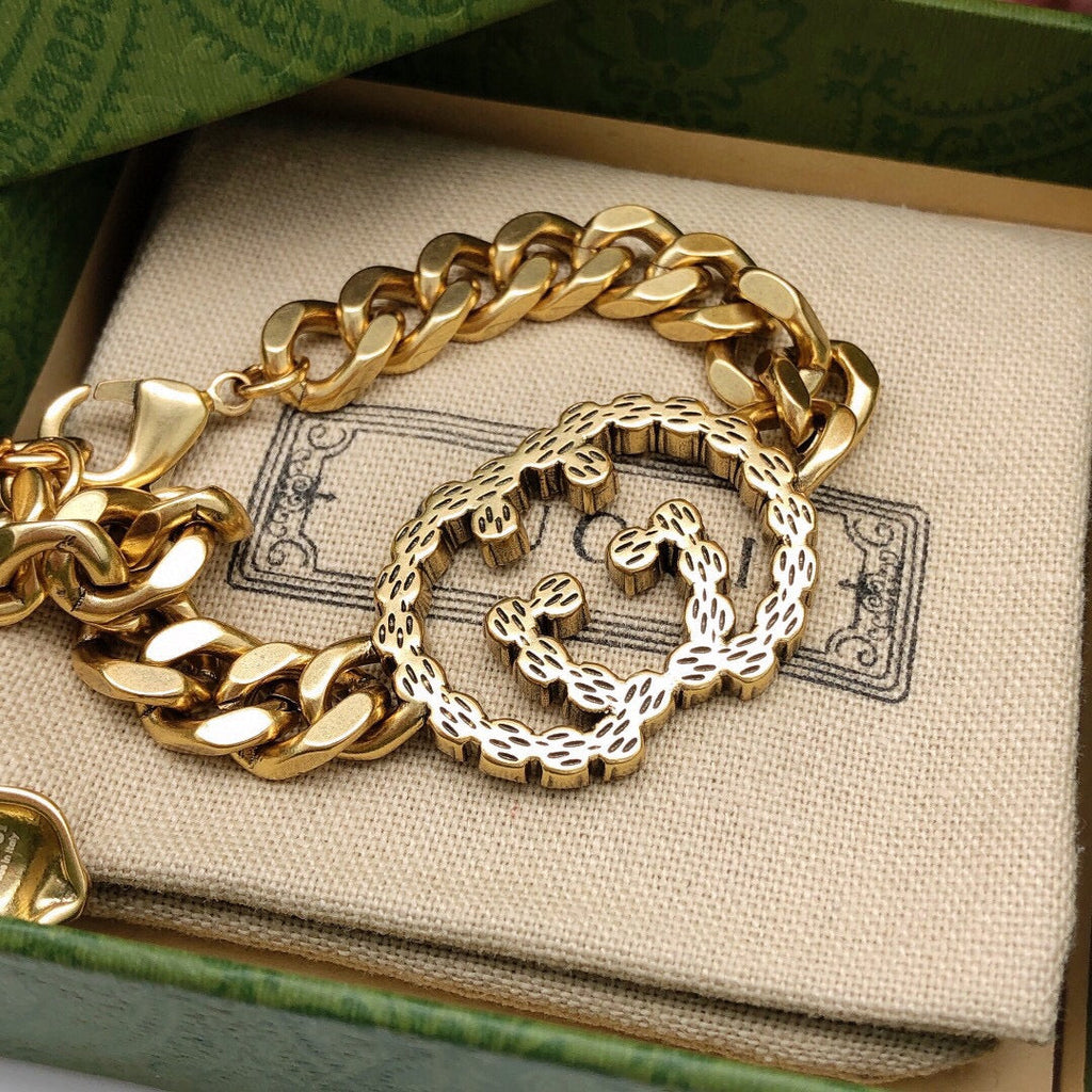Gucci Double G Interlocking G Diamond Chain Bracelet