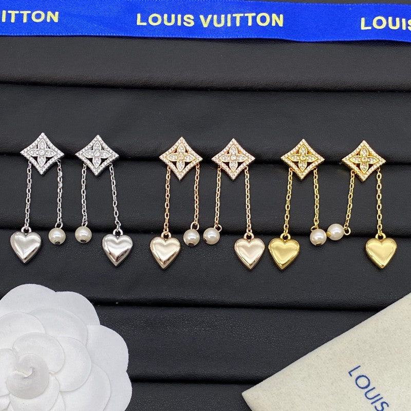 Louis Vuitton Pearl Diamond Drop Earrings - 18K Gold