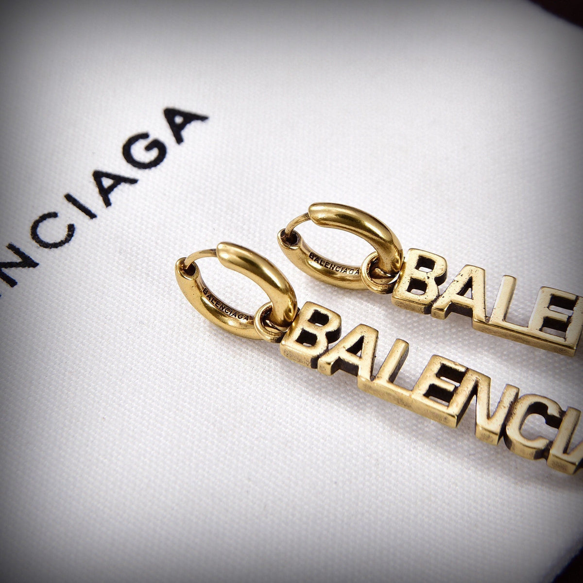 Balenciaga Typo Mirror Hoop Earrings - 18K Gold