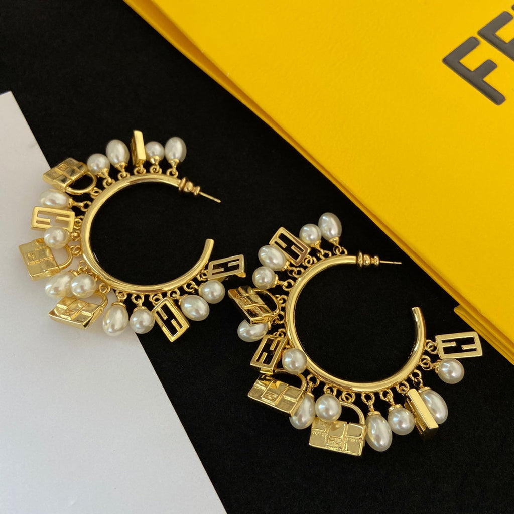 Fendi Pearl Earrings - 18K Yellow Gold
