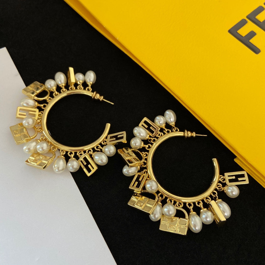 Fendi Pearl Earrings - 18K Yellow Gold