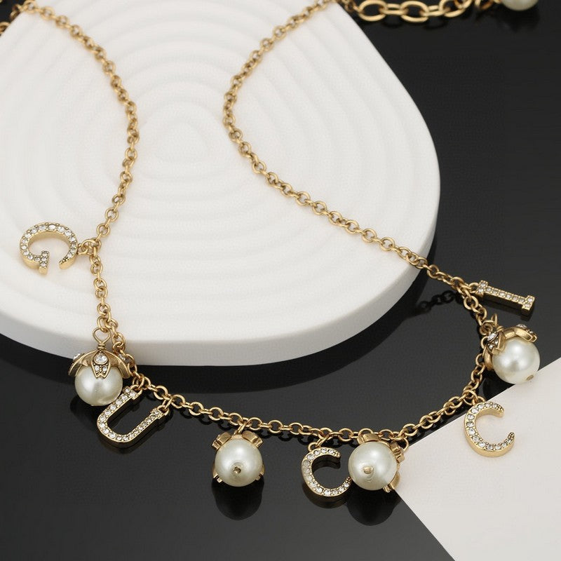 Gucci Double G Pearl Necklace