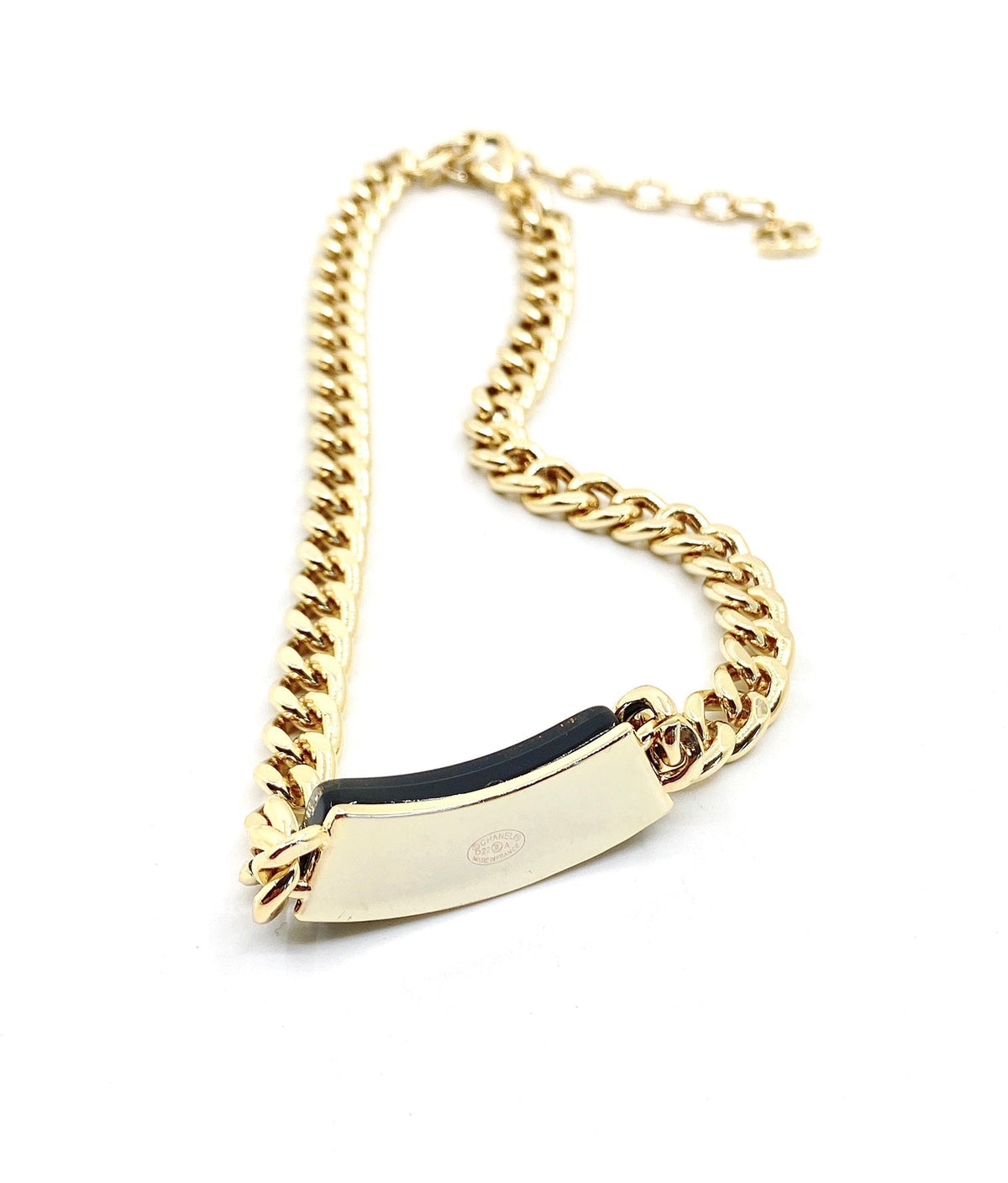 Chanel Black Logo Chain Necklace