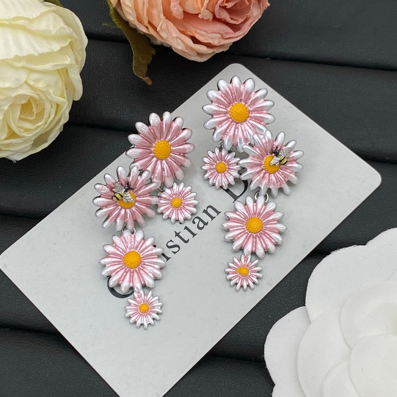 Dior Pink Flower Earrings - 18K White Gold