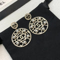 Chanel Circle Pearl Pendant Earrings - 18K Yellow Gold