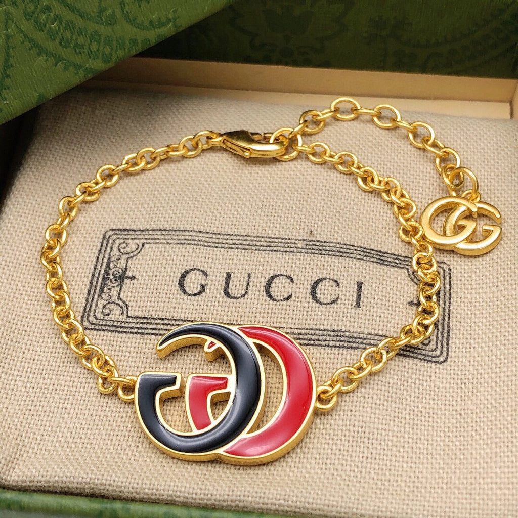 Gucci Double G Pink & Black Logo Bracelet