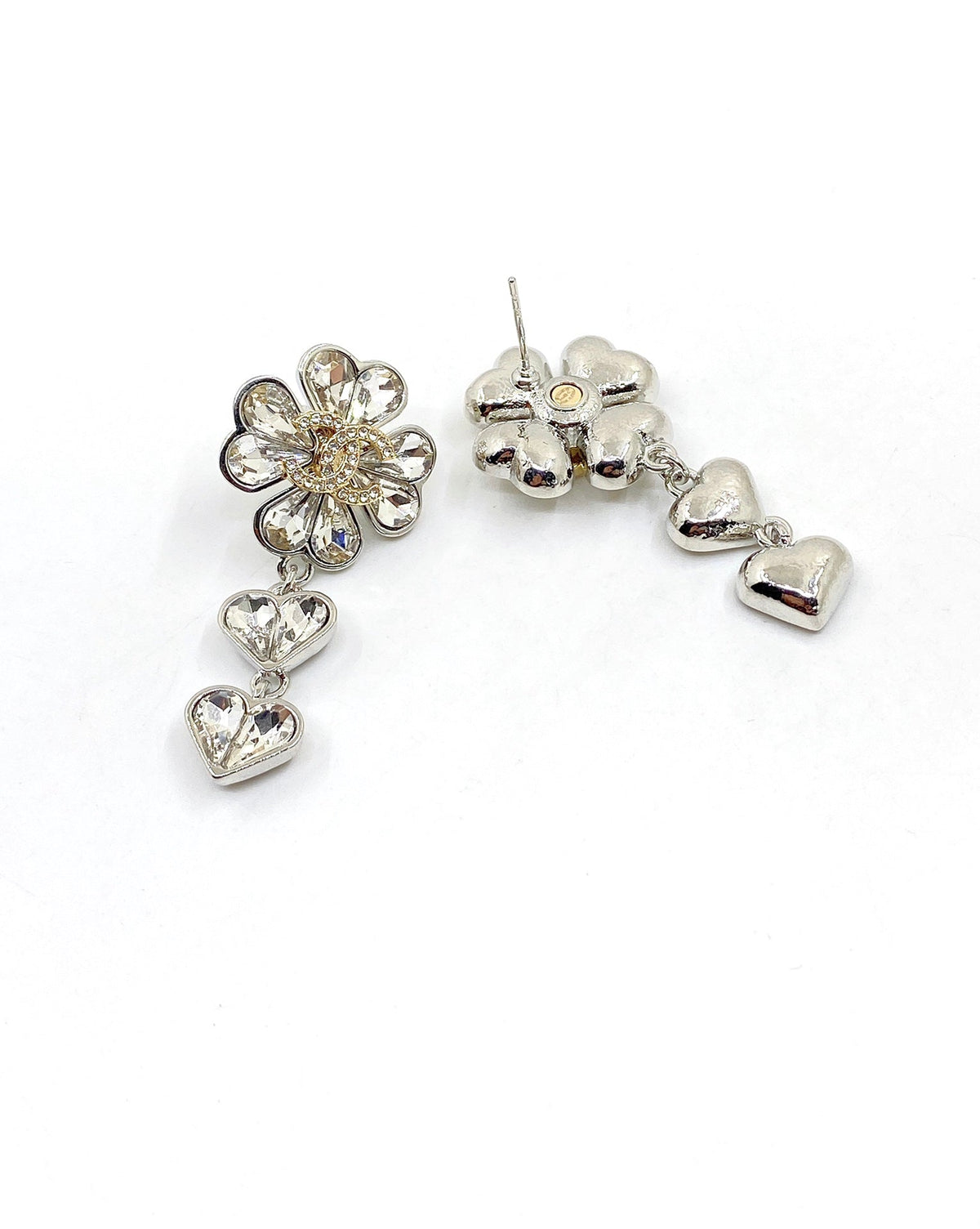 Chanel Crystal Flower Earrings - 18K White Gold