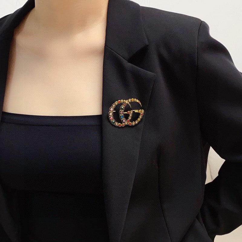 Gucci Double G Color Crystal Brooch