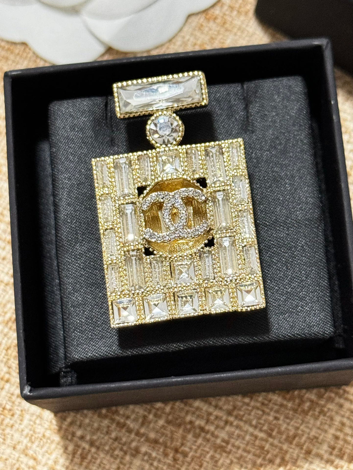 Chanel Perfume Bottle Crystal Brooch