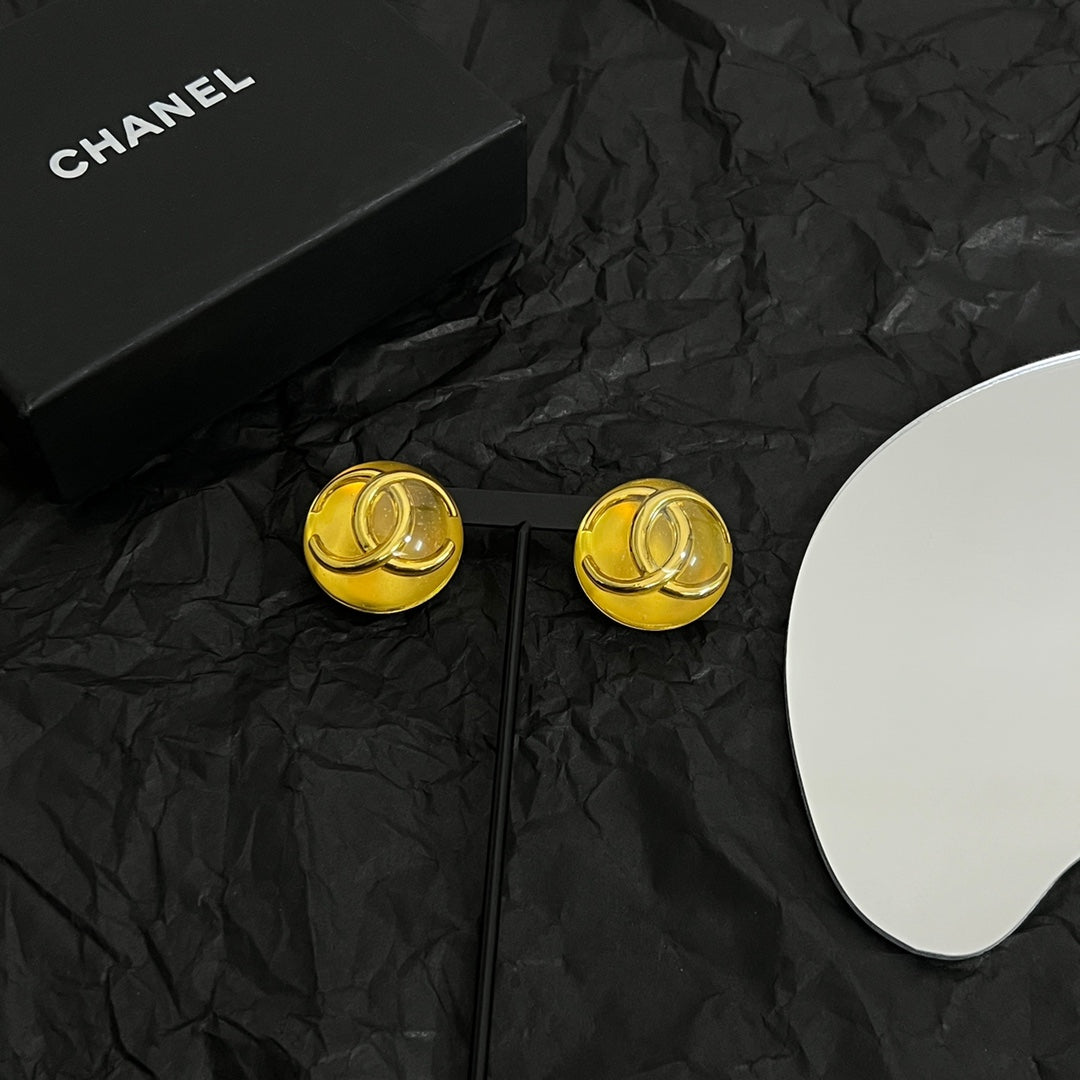 Chanel Vintage Yellow Crystal Earrings - 18K Yellow Gold