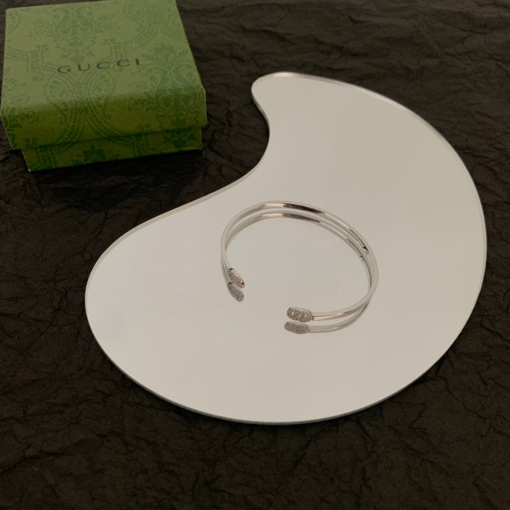 Gucci Double G Running Diamond Cuff Bracelet