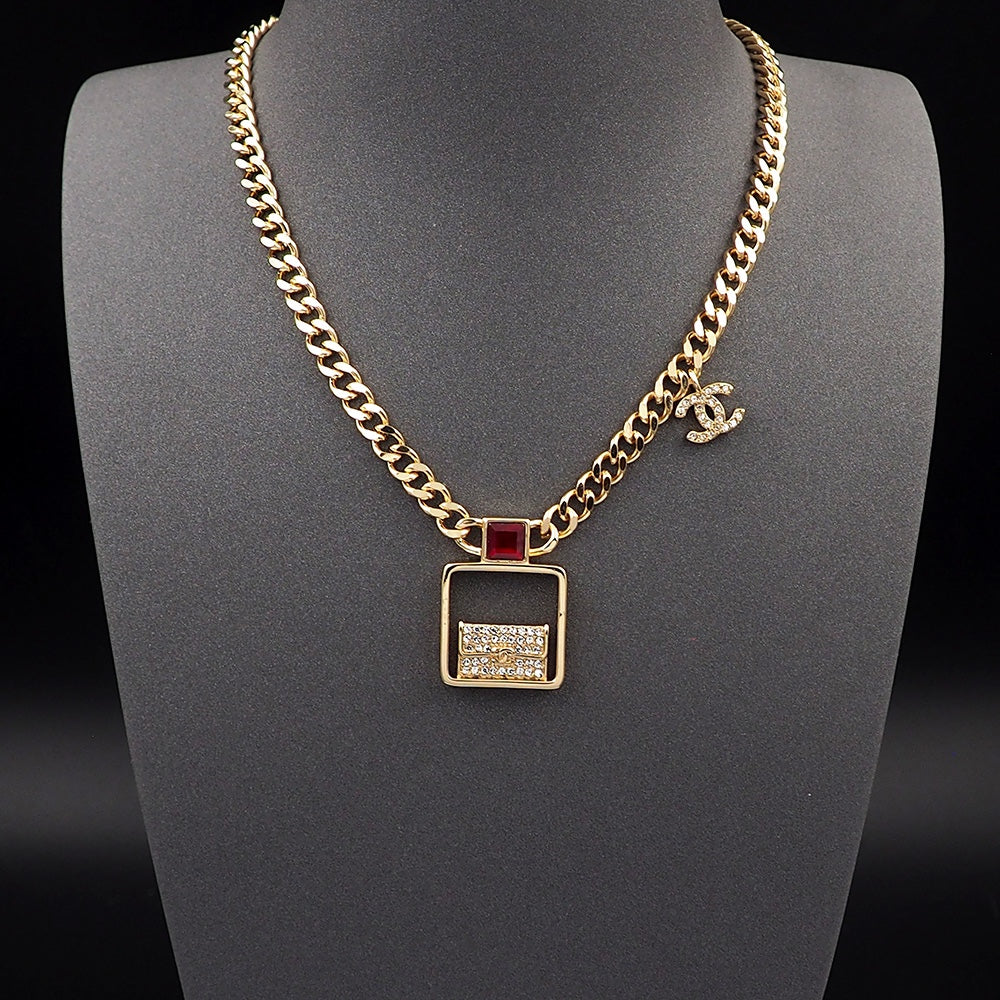Chanel Red Bag Pendant Necklace