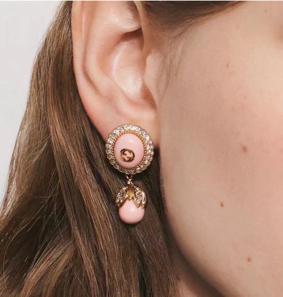 Gucci Double G Pearl Earrings - 18K Yellow Gold