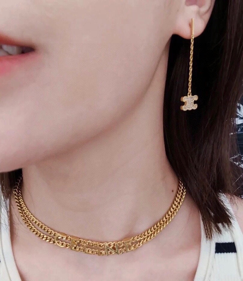 Celine Triomphe Gourmette Necklace