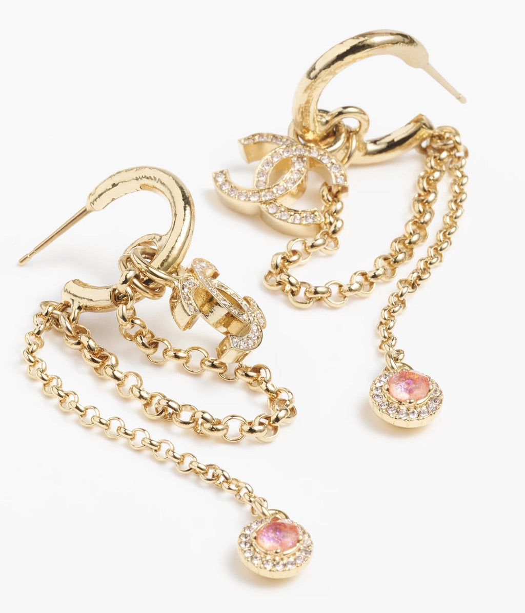 Chanel Tassel Crystal Earrings - 18K Yellow Gold