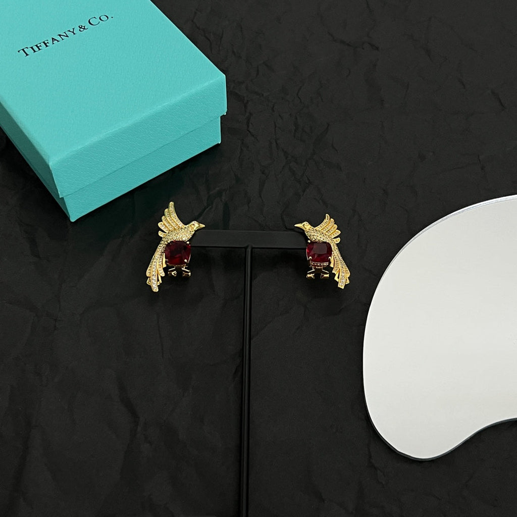Tiffany Bird Diamond Earrings - 18K Yellow Gold