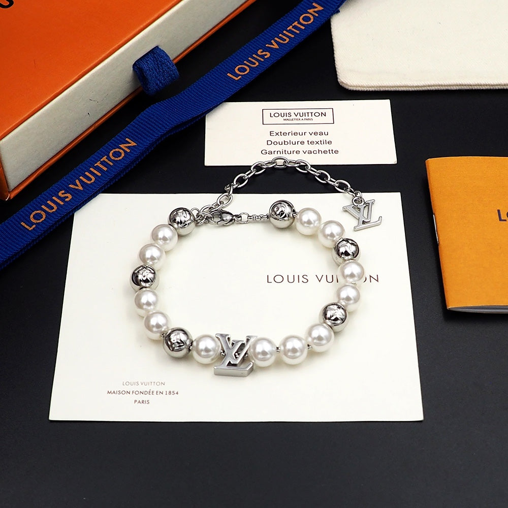 Louis Vuitton Monogram White Pearl Bracelet