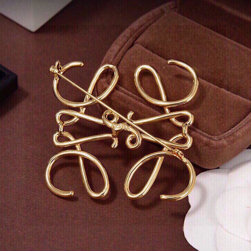 LOEWE Anagram Gold Brooch