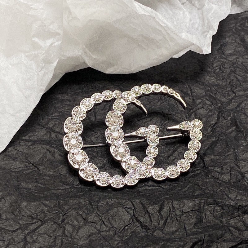 Gucci Double G Crystal Brooch