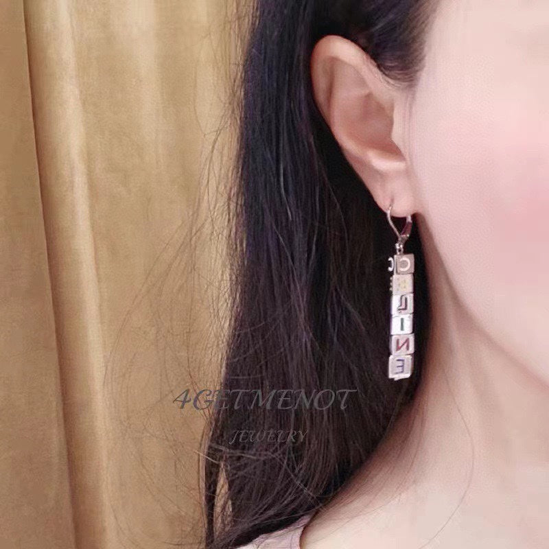 Celine Triomphe Script Cube Earrings - 18K Gold