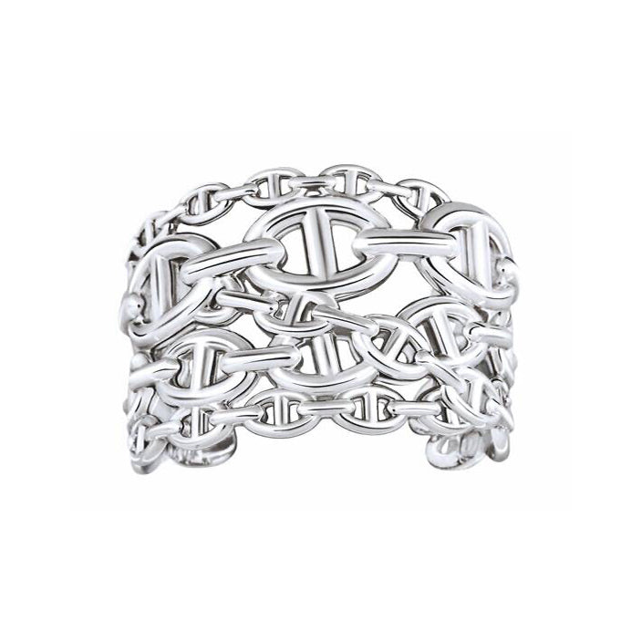 Hermes Chaine D'Ancre Wide Cutwork Bracelet - 18K Gold