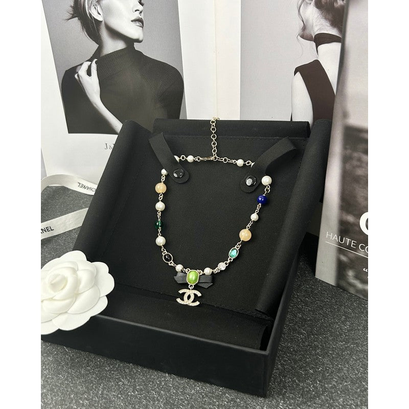 Chanel Crystal Bow Necklace