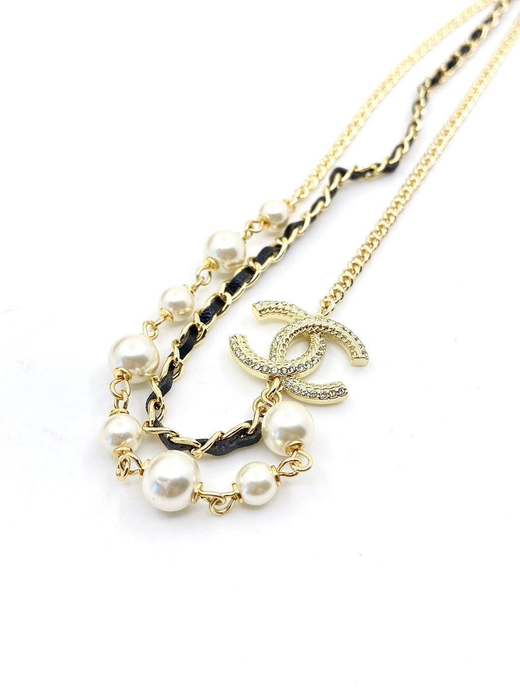 Chanel Pearls & Leather Necklace