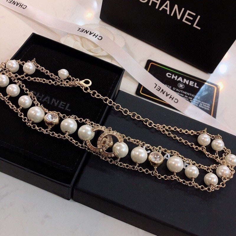 Chanel Pearl Choker Chain Necklace