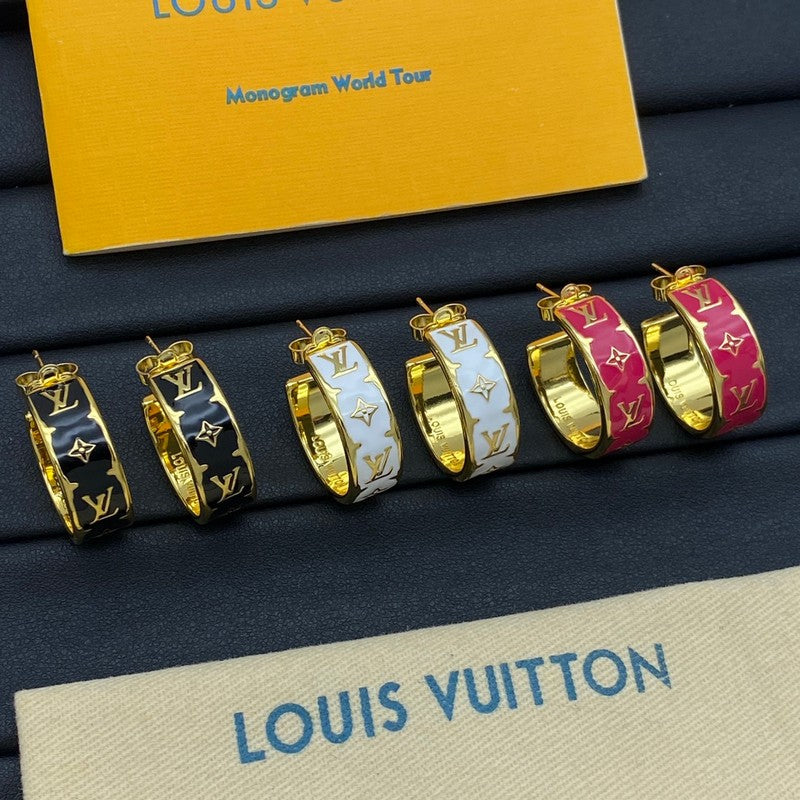 Louis Vuitton Nanogram Enamel Earrings - 18K Yellow Gold