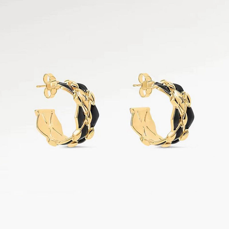 Louis Vuitton Leather Earrings - 18K Yellow Gold