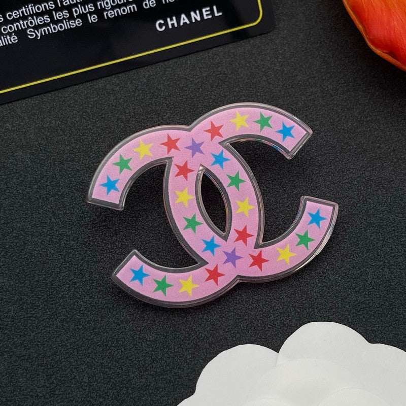 Chanel Pink & Black Star Brooch