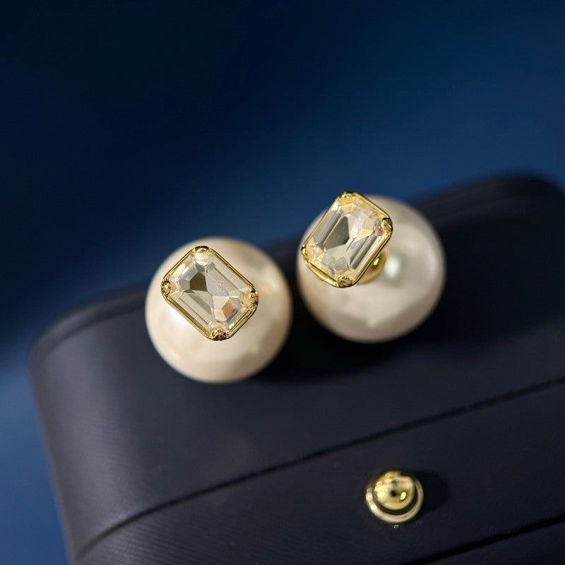 Dior Pearl Crystal Earrings - 18K Yellow Gold